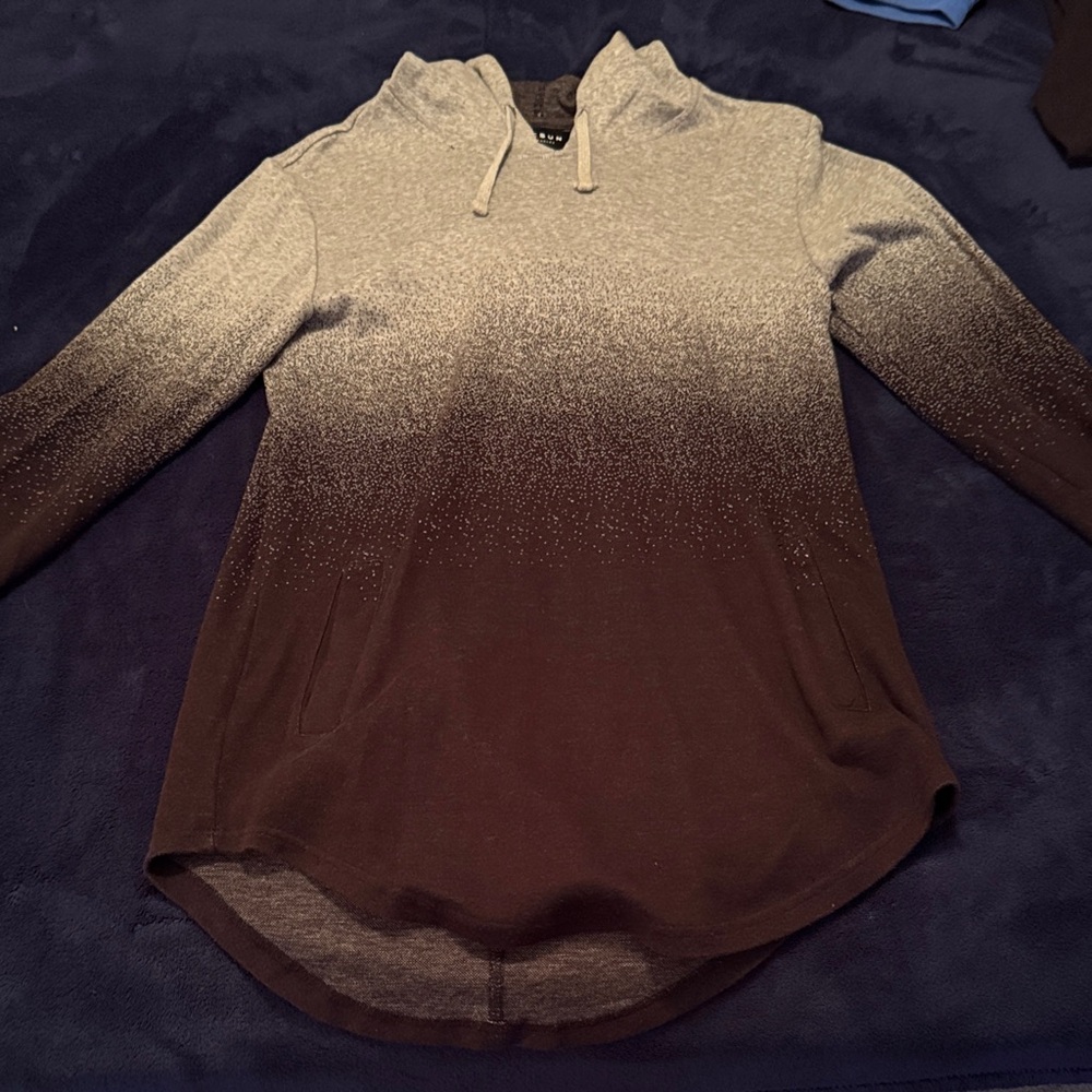 Gradient Ombre Hoodie - Brown to Light Gray